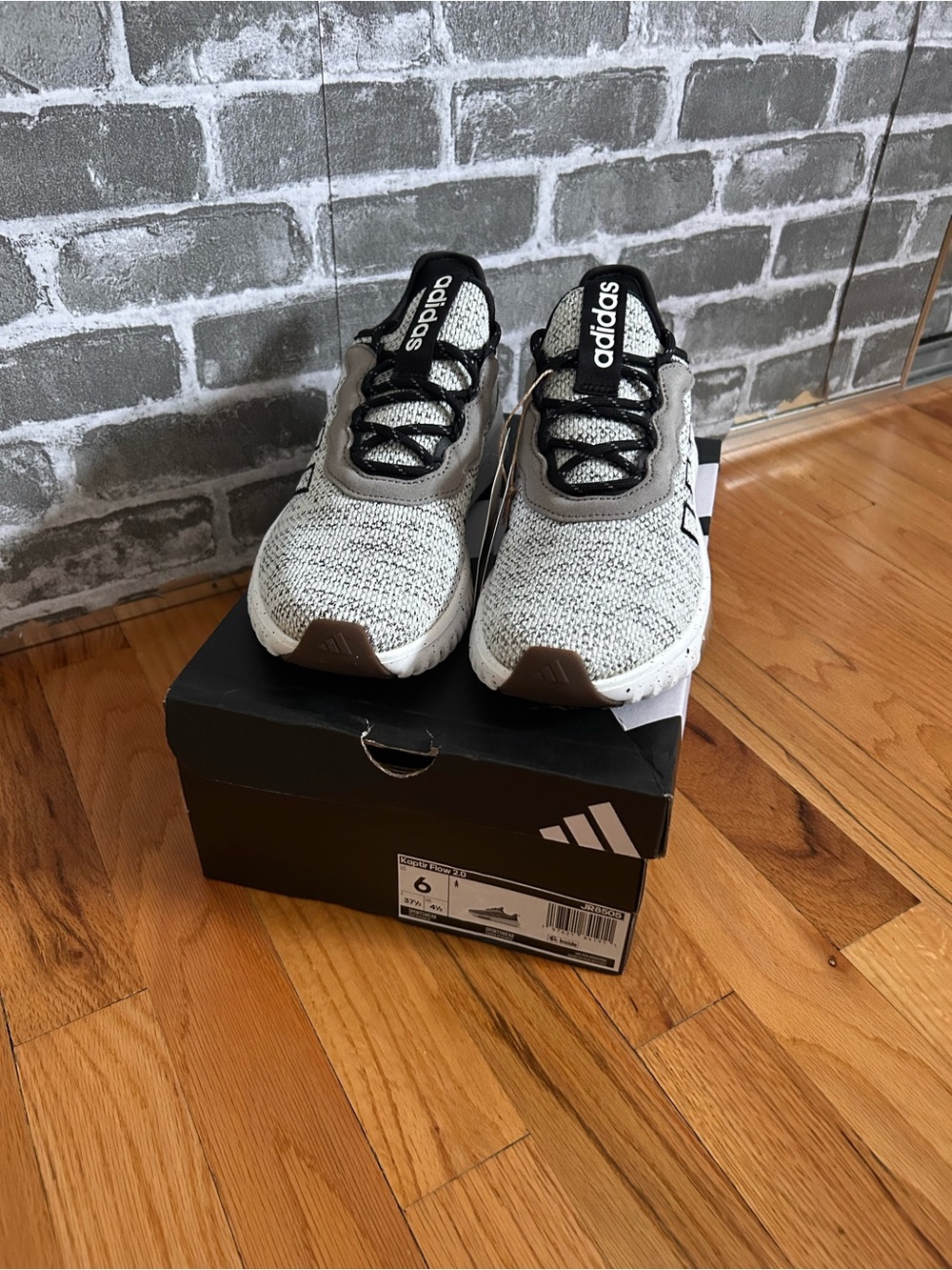 adidas Kids Gray and Black Knit Slip-On Sneakers